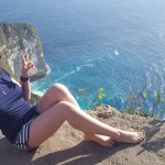 a girl at kelingking cliff