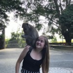 monkey hanging on shoulder